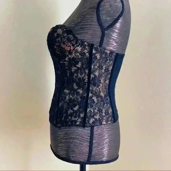 BUSTIER BLACK LACE MESH &  VELVET Size M - Picture 14 of 14